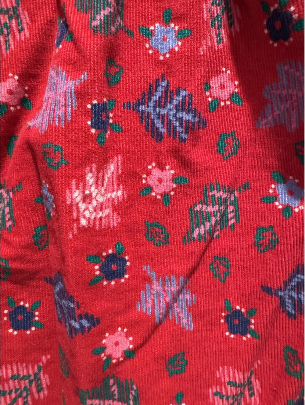 Vintage Rainbow Gymboree Girls XX-Large Red Floral Corduroy Button-Up Shirt